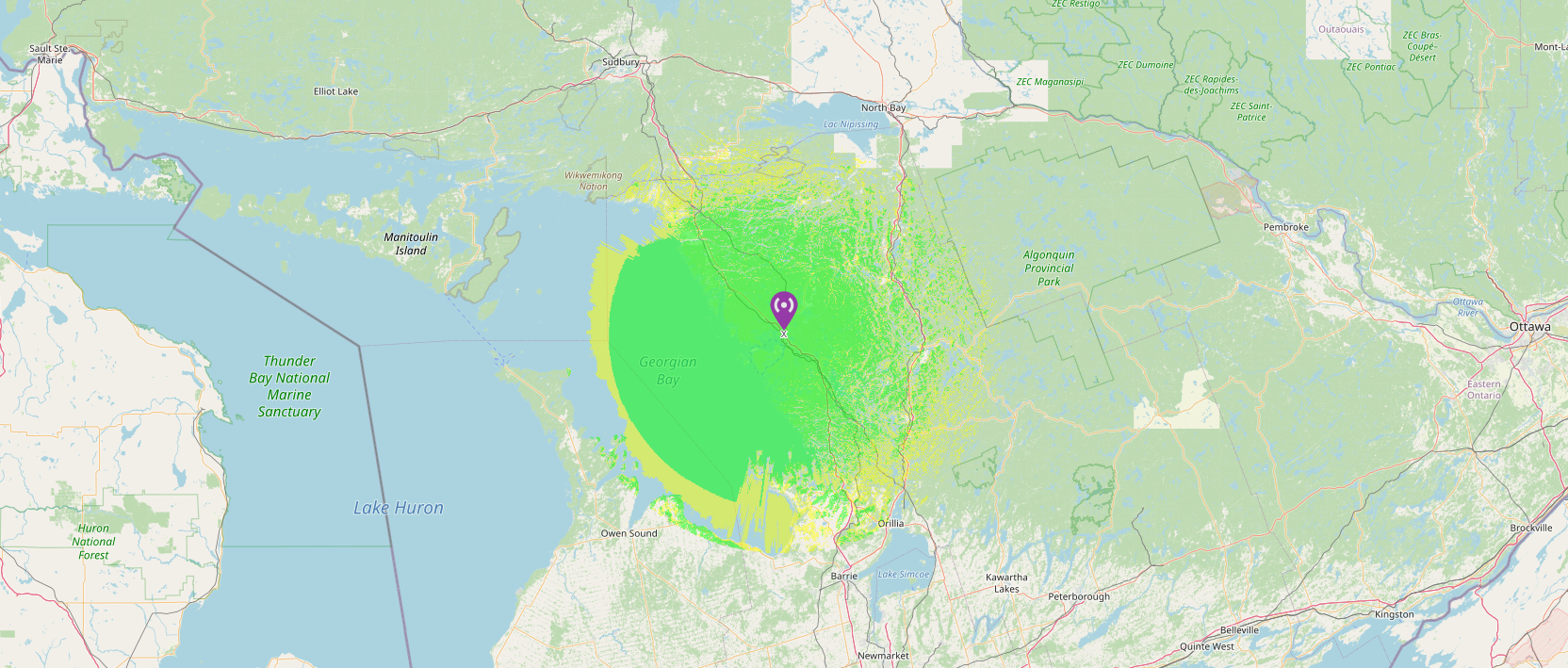 VE3RPL 2 Meter VHF coverage map