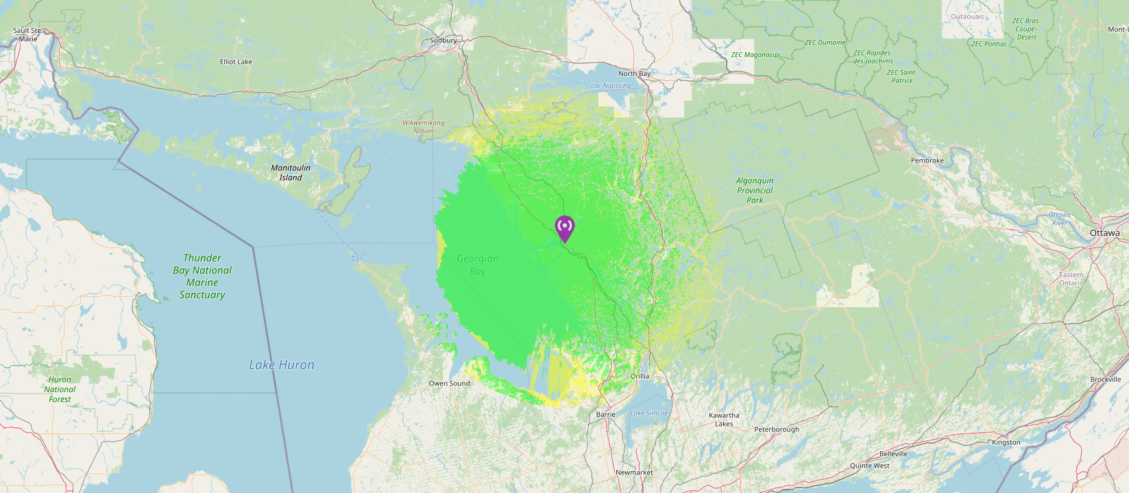 VE3RPL 6 Meter VHF coverage map
